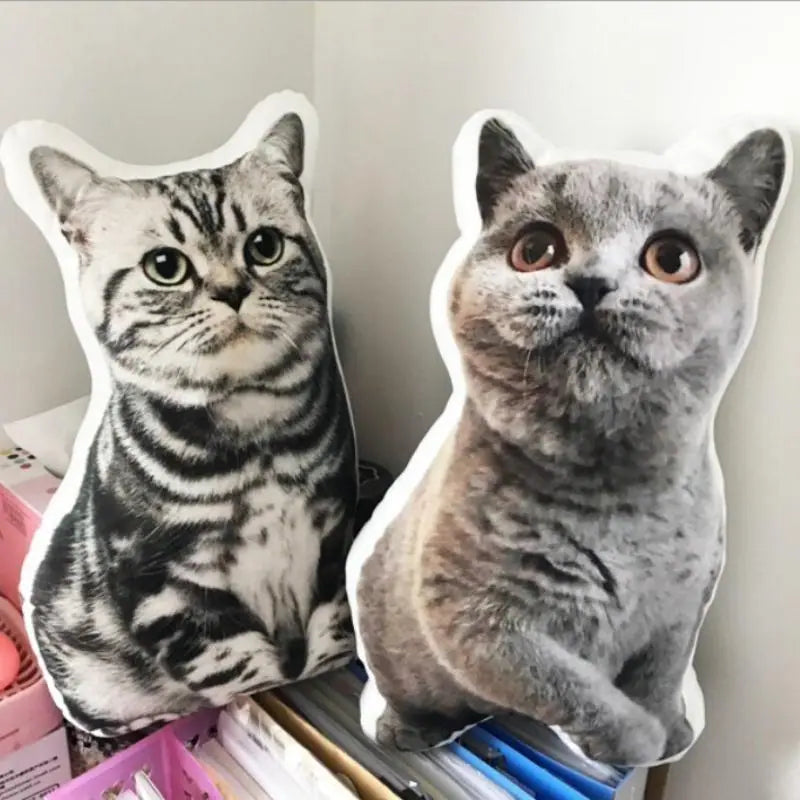 Custom Cat Pillow featuring realistic cat faces with high-quality printed design, perfect for pet lovers as a personalized gift.
