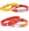 Custom Cat Collar in red, orange, and yellow with customizable metal nameplate for pet identification. Stylish, durable design for cats of all sizes.