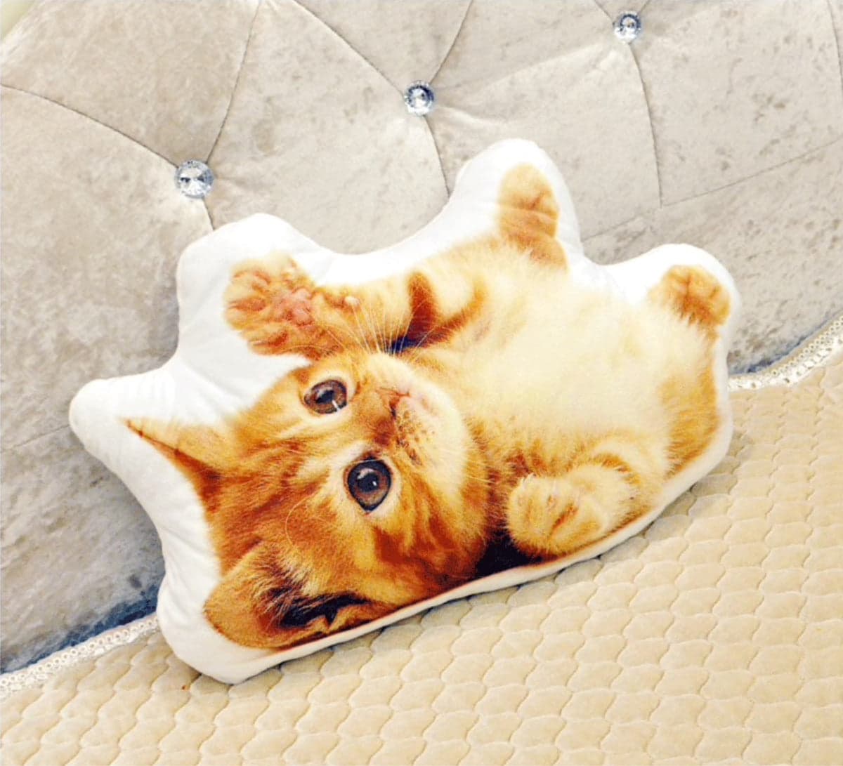 Custom Cat Pillow - Personalized pillow shaped like a cat, made from a photo of your pet.