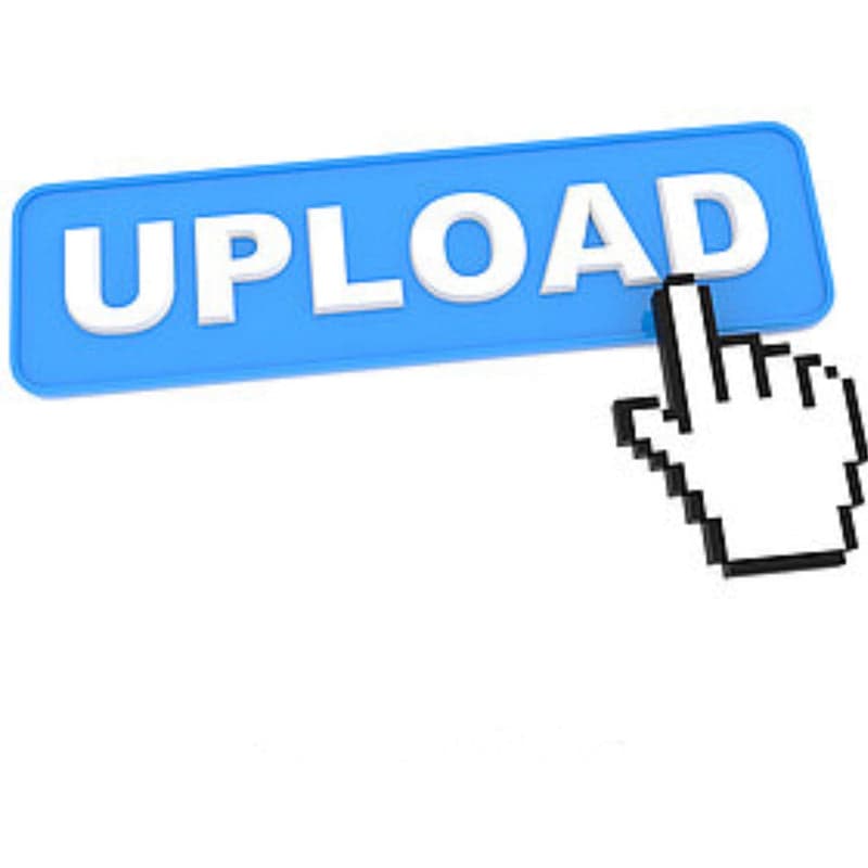 Icon of an upload button to submit a pet photo online for custom pillow creation.